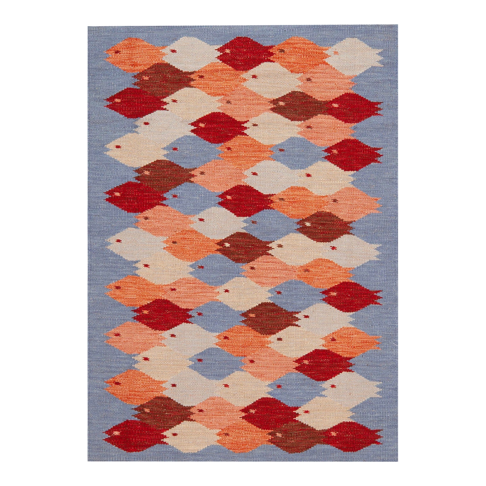 Nazmiyal Collection Modern Swedish School of Fish Kilim Rug | Chairish