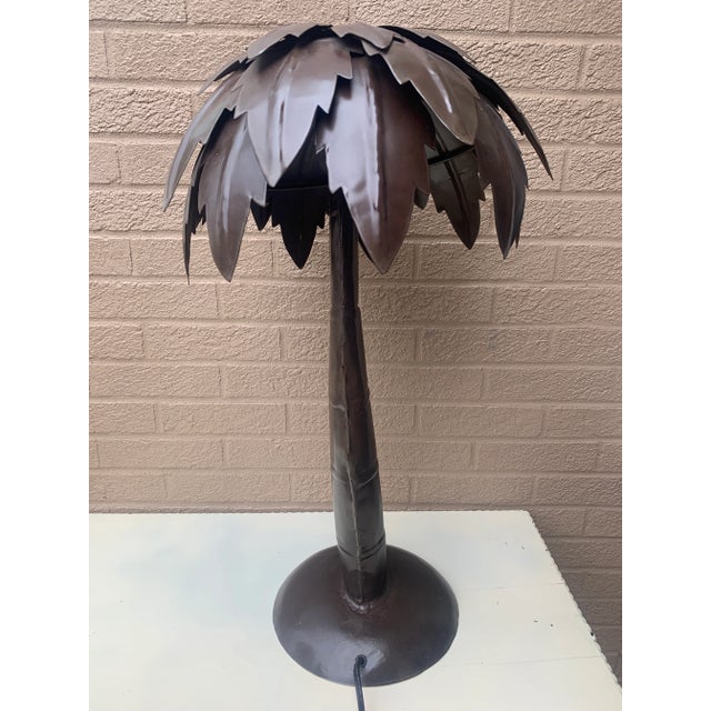 Vintage Maison Jansen Style Metal Palm Tree Table Lamp For Sale In South Bend - Image 6 of 9