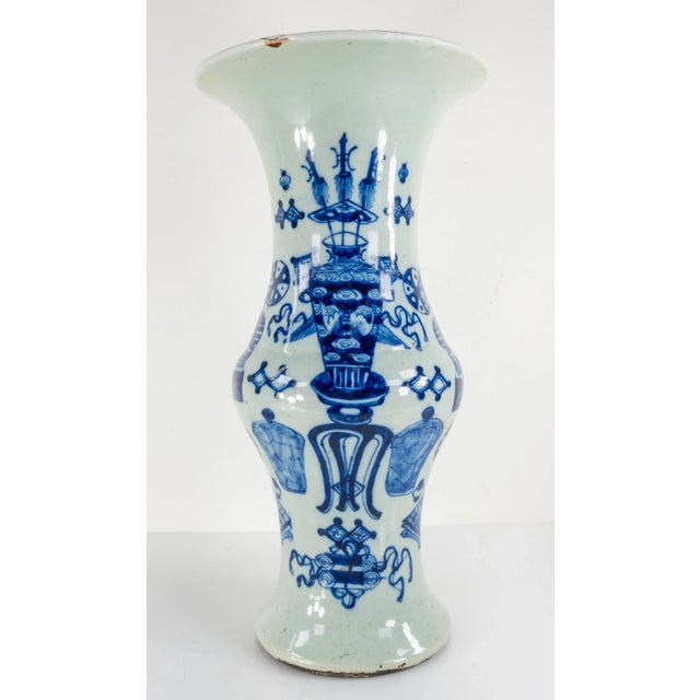 Antique Chinese Pale Celadon and Blue Yen Yen Vase For Sale - Image 13 of 13