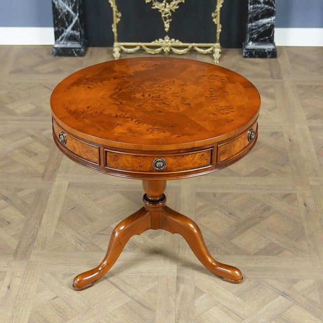 2020s Niagara Furniture Burled Drum Table For Sale - Image 5 of 12