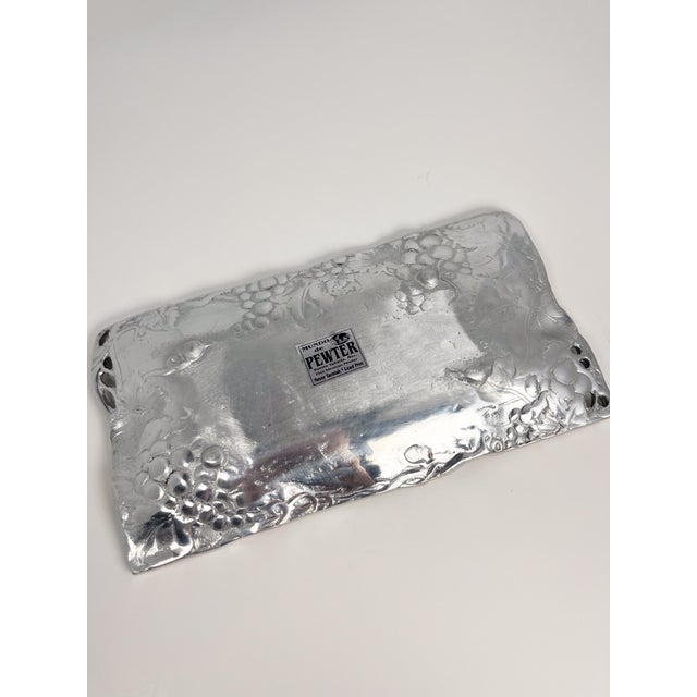 Vintage Pewter Serving Platter With Grapes Motif For Sale - Image 6 of 8