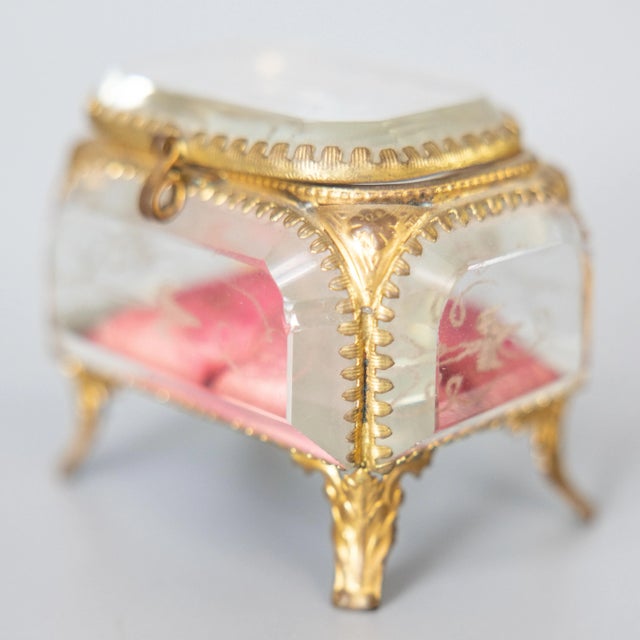Antique 19th Century French Ormolu Beveled Glass Trinket Box For Sale - Image 9 of 10