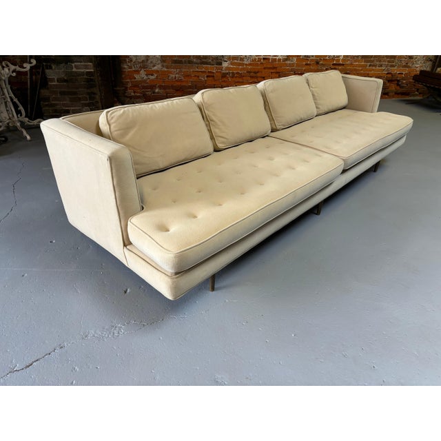 Edward Wormley for Dunbar Even Arm Sofa Model 4907A/ Brass Legs For Sale - Image 10 of 12