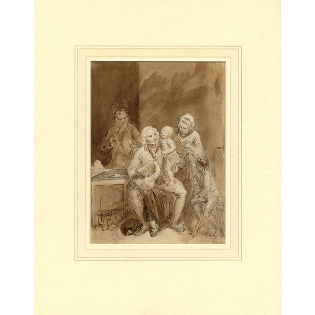 An original early 19th-century watercolour painting, john masey wright ows, visit to the grandfather.a delightfully...