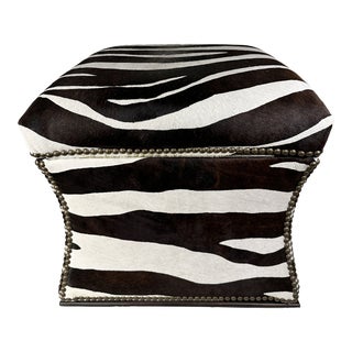 Late 20th Century Zebra Print Hair on Hide Storage Ottoman by Ralph Lauren For Sale