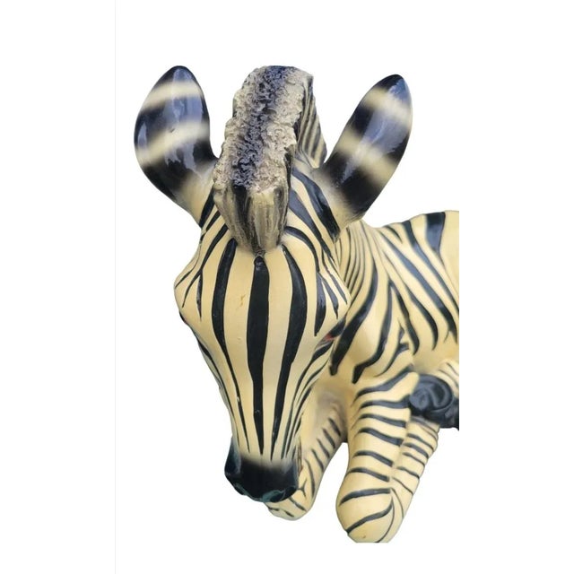 1970s Vintage Yellow Black Large Italian Sitting Regency Zebra Room Decor Statue For Sale - Image 5 of 11