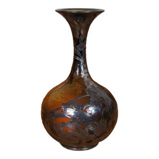 Antique 1893 Amelia Sprague Rookwood Gorham Sterling Silver Overlay Vase 12" For Sale