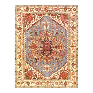 Pasargad DC Light Blue Fine Hand Knotted Serapi Rug For Sale