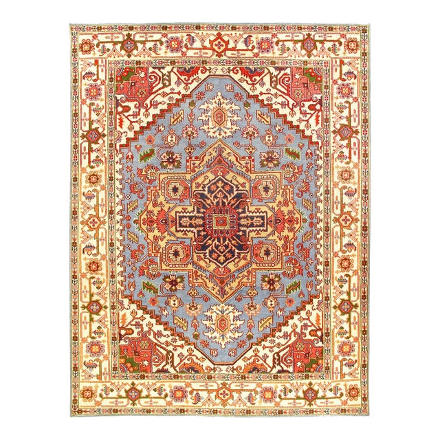 Pasargad DC Light Blue Fine Hand Knotted Serapi Rug For Sale