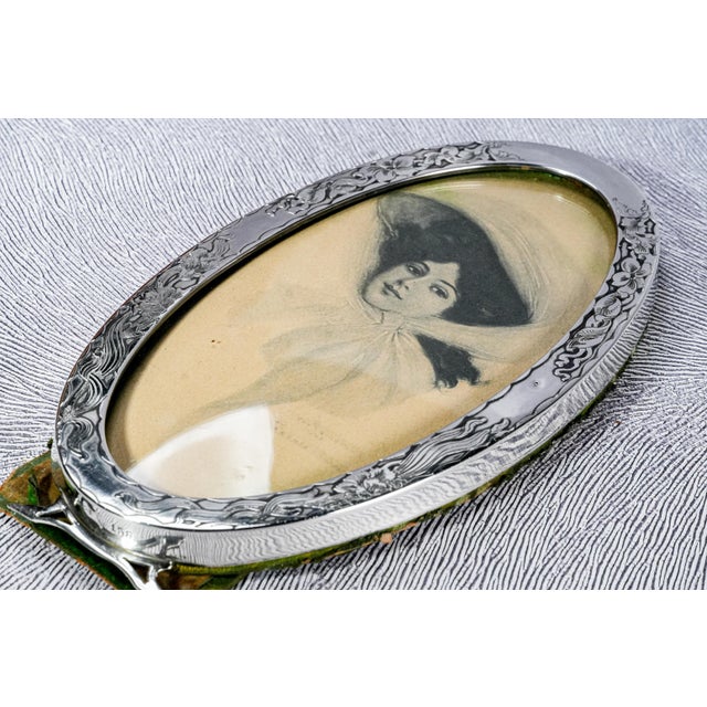 Silver Lovely Art Nouveau Sterling Silver Floral Border Antique Photo Picture Frame For Sale - Image 8 of 14