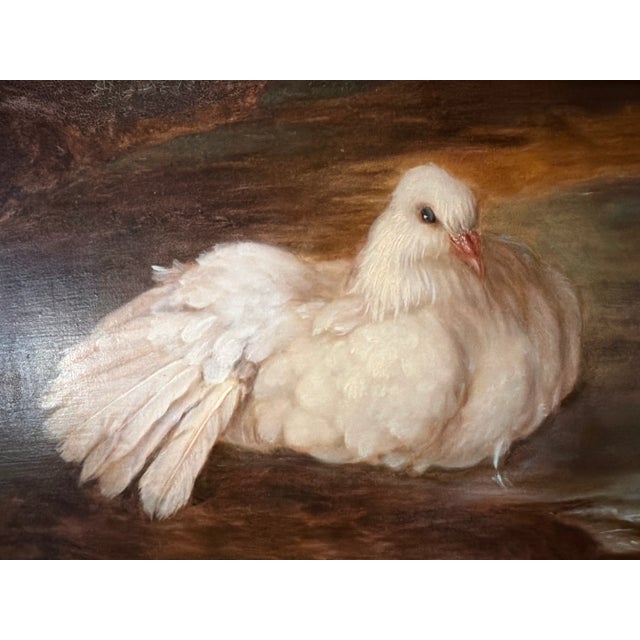 Wood Vintage Regency Original Oil Painting of Doves For Sale - Image 7 of 8