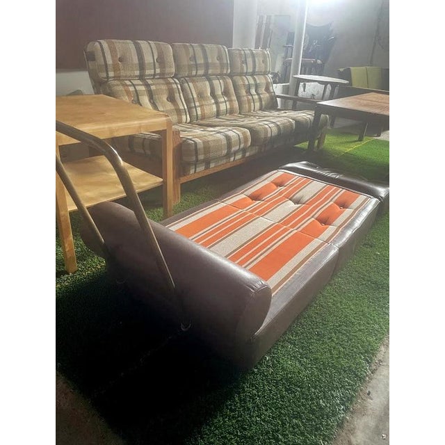 Vintage Yugoslav Convertible Leather Chair Bed, 1970s For Sale - Image 12 of 14