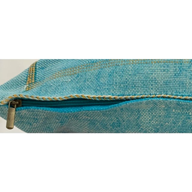 Contemporary Turquoise Silk Sabra Pillow Covers- a Pair For Sale - Image 10 of 11