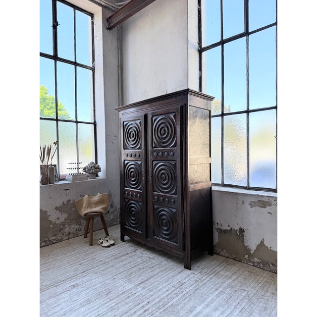 Basque Oak Wardrobe by Dudouyt, 1950s For Sale - Image 3 of 18
