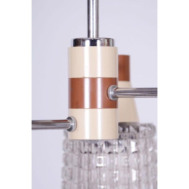 Mid-Century Chandelier in Chromed Steel and Glass from Drukov, Czech, 1970s For Sale - Image 6 of 13