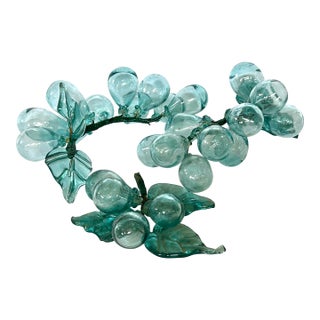 60s Italian Hand Blown Aqua Grapes, Set of 3 For Sale