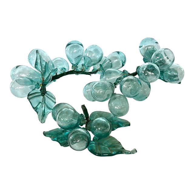 60s Italian Hand Blown Aqua Grapes, Set of 3 For Sale