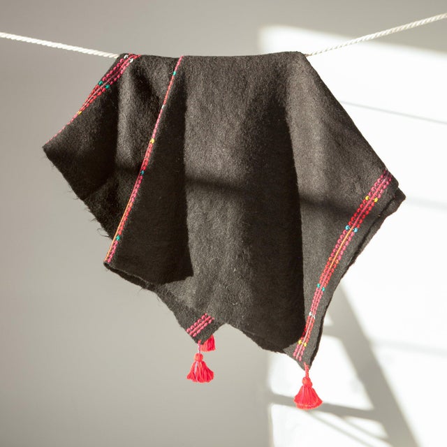 Contemporary Chamula Wool Throw - Black For Sale - Image 3 of 4