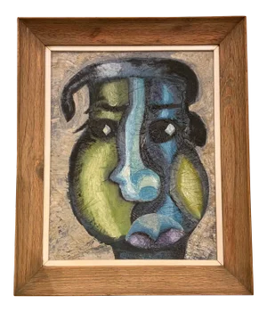 Abstract Vintage Portrait Painting by Meyer Kupferman