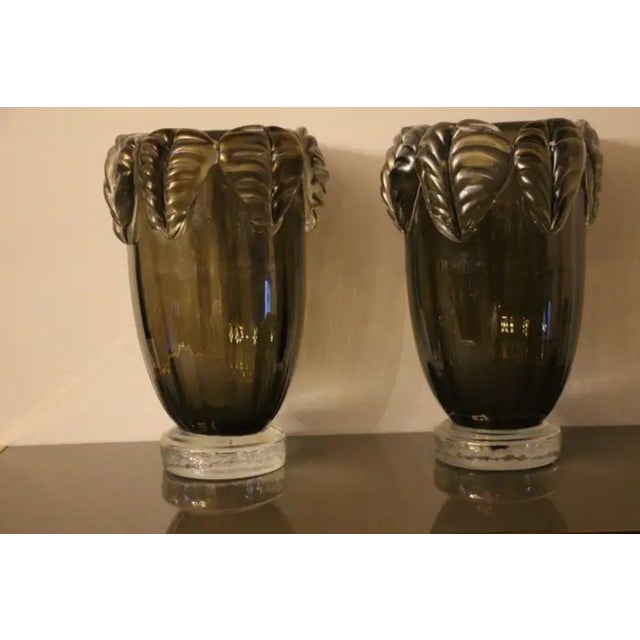 Smoked Glass Murano Vases by Costantini, Set of 2 For Sale - Image 3 of 18