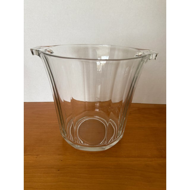 This vintage piece flares at the top to meet two handholds, with 8 light-catching panels. Clear glass Champagne cooler or...
