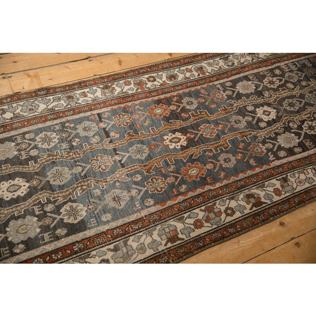 Textile Vintage Distressed Hamadan Rug Runner - 3'4" x 10'4" For Sale - Image 7 of 9