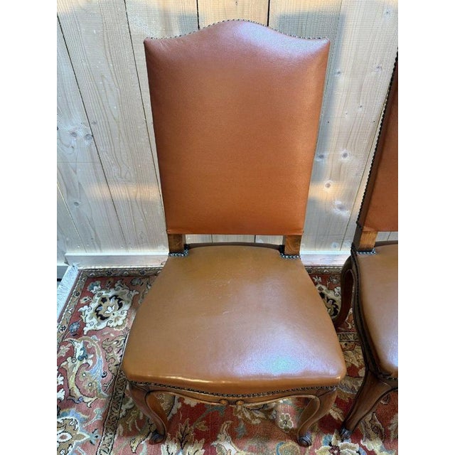 Louis XV Style Leather Chairs, Set of 4 For Sale - Image 10 of 12