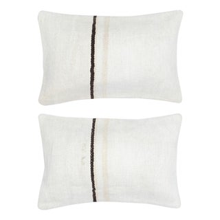 16"x24" SET OF 2 - Hemp Kilim Cushion Covers. A pair of Lumbar Pillow Covers For Sale