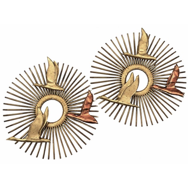 1970s Mid-Century Modern Brutalist Sunburst Bird Wall Sculptures – Exceptional Matching Pair in the Style of Curtis Jeré For Sale - Image 16 of 17