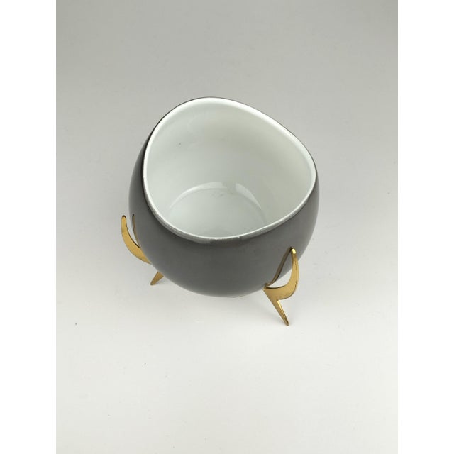 Mid-Century Modern Porcelain Bowl with Brass Tripod Stand from KPM Krister, Germany, 1950s For Sale - Image 3 of 14