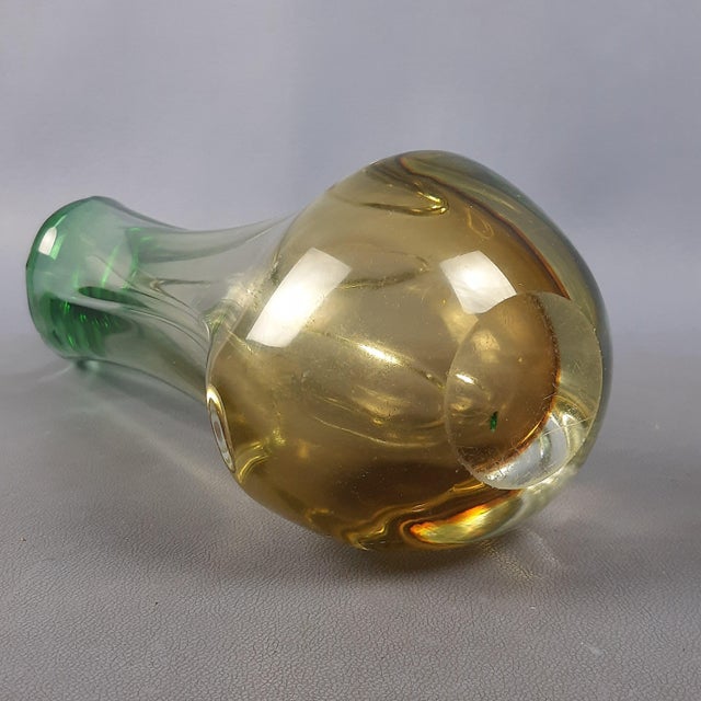 Amber Green Sommerso Murano Glass Vase by Murano for Murano, 1970s For Sale - Image 10 of 16