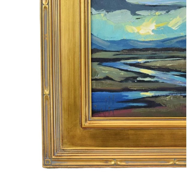 Original majestic, dreamy landscape impressionist oil painting on artist canvas panel by the talented listed artist...