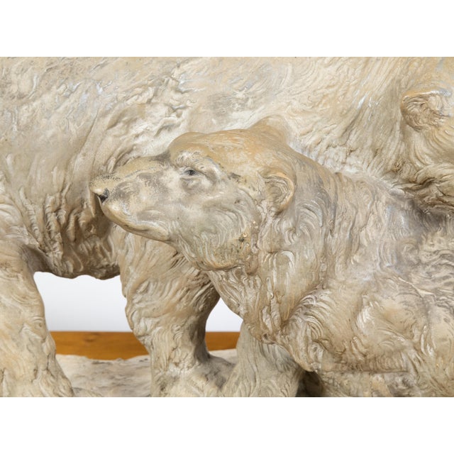 Continental Midcentury Terracotta Sculpture Depicting Two Bears on a Base For Sale - Image 4 of 10