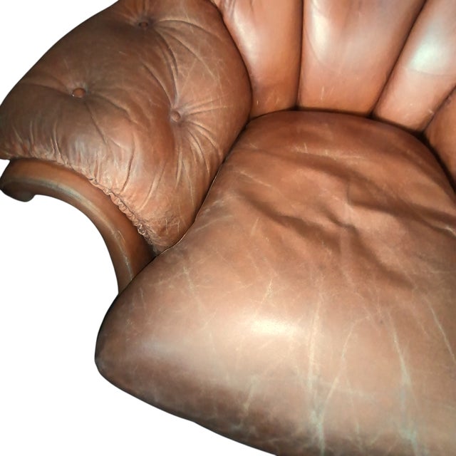 Brown Leather Armchairs with High Backrests, 1970s, Set of 2 For Sale - Image 8 of 13