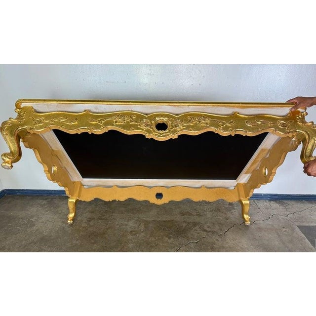 Giltwood Rococo Coffee Table With Antiqued Mirrored Top For Sale - Image 17 of 17