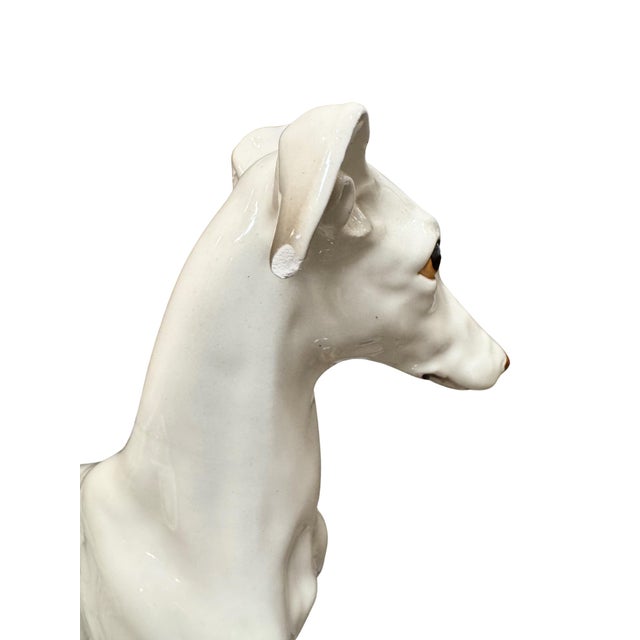 White 1960s Italian Ceramic Whippets, a Pair For Sale - Image 8 of 9