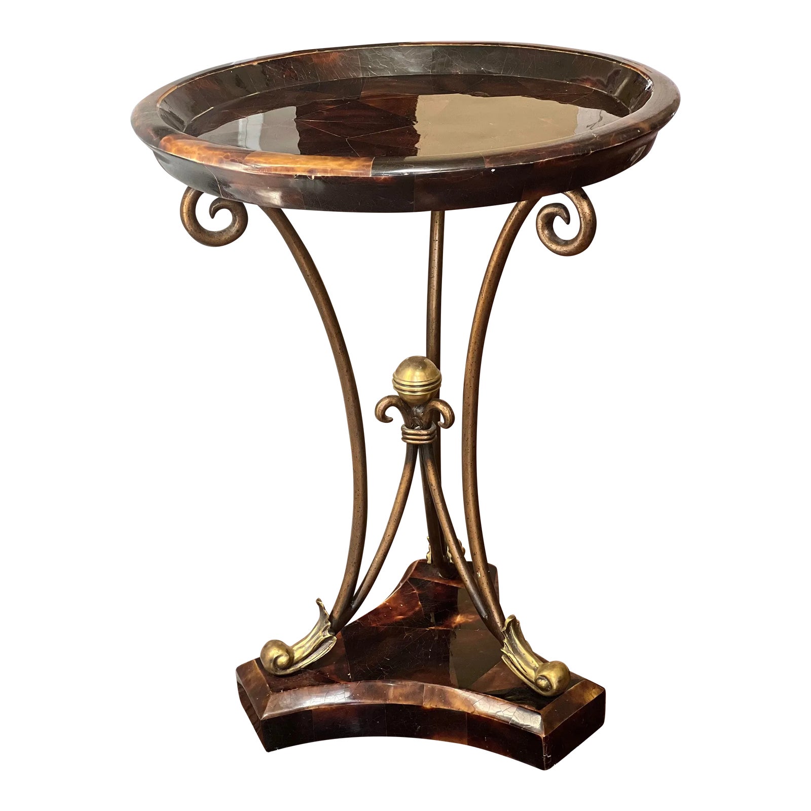 1970s MaitlandSmith Marquetry Inlaid Occasional Table With Horn Veneer