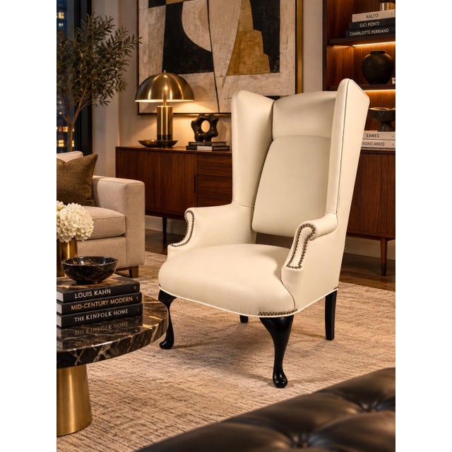 1920s Queen Anne Style Wingback Chair , From Antique to Modern Design, One of a Kind Piece For Sale - Image 5 of 7