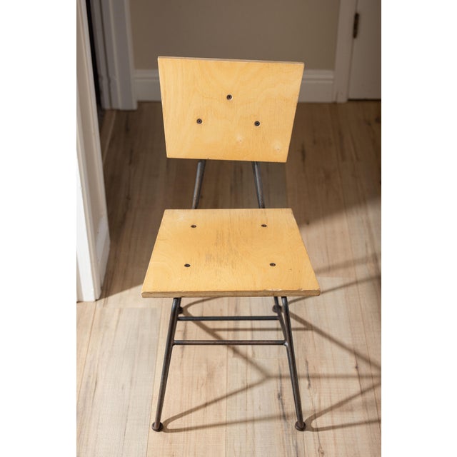 Vintage 90's Industrial Iron and Plywood Dining Chairs – Design by Sauer & Gueswel For Sale - Image 10 of 16