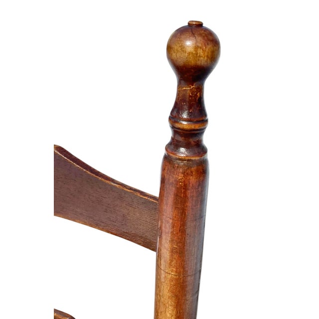 Brown 18th Century Antique Queen Anne Ladder Back Chair With Splint Seat For Sale - Image 8 of 12