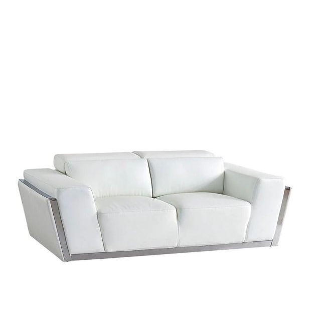 Early 21st Century Domo Italian Leather 3-Piece Sofa Set in White For Sale - Image 5 of 6