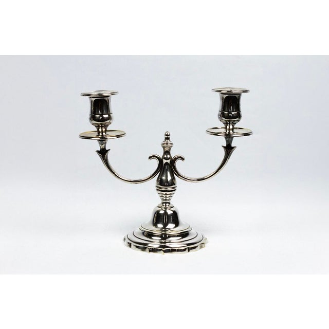 Two-Light Candlesticks in Silver-Plated Metal, 1890s, Set of 2 For Sale - Image 9 of 13