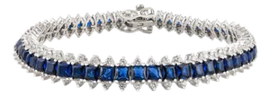 Modernist 925 Silver Blue & White Cz Statement Bracelet 6.5 Inches - By Carat&her