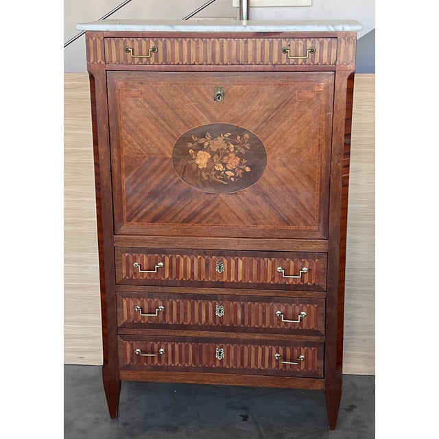 Traditional 19th Century Empire Drop-Front Oak Secretary Desk or Abattant, Chest France For Sale - Image 3 of 12