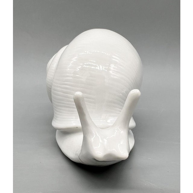 Large Vintage White Ceramic Snail Figurine – Whimsical Coastal or Cottagecore Decor For Sale In Houston - Image 6 of 10