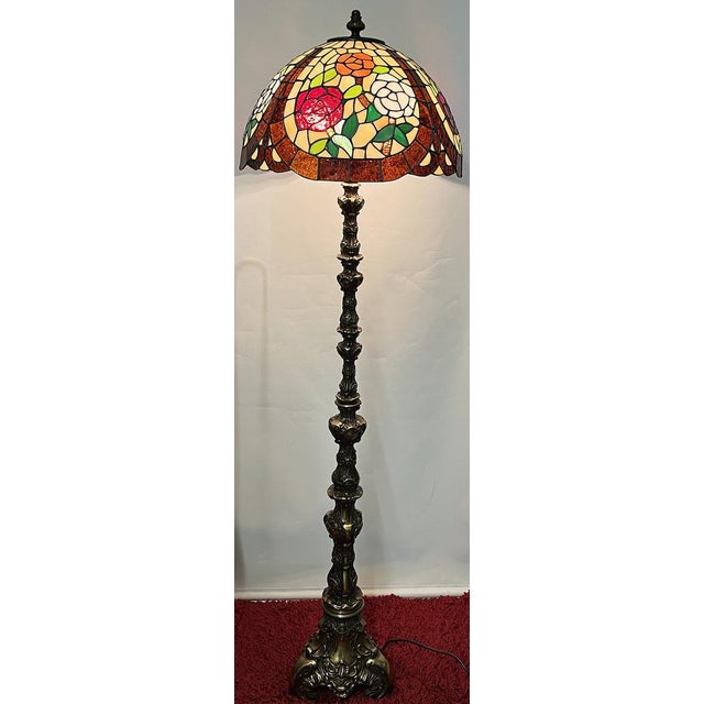 Brass Floor Lamp in the style of Tiffany, 1950s For Sale - Image 10 of 14