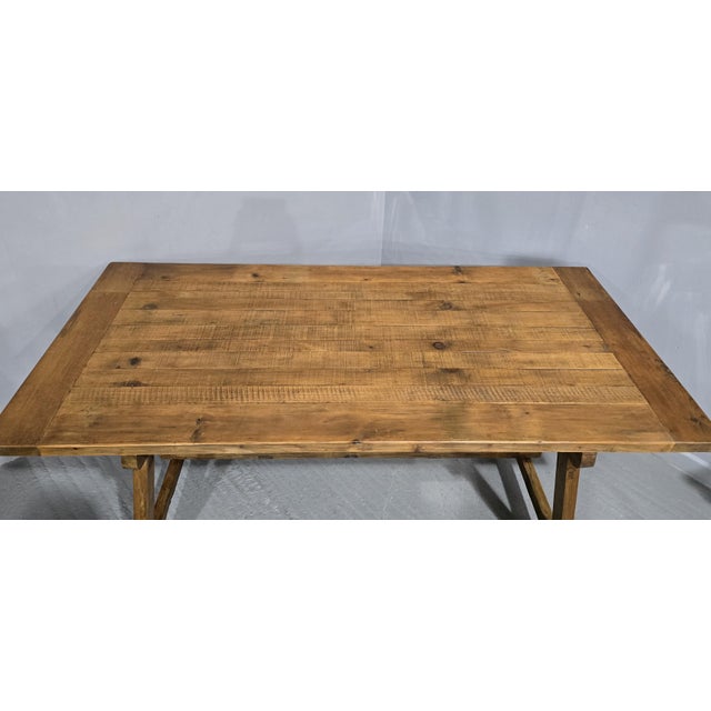 Farmhouse Pine Plank Refectory Kitchen Table, 1920 For Sale - Image 3 of 8
