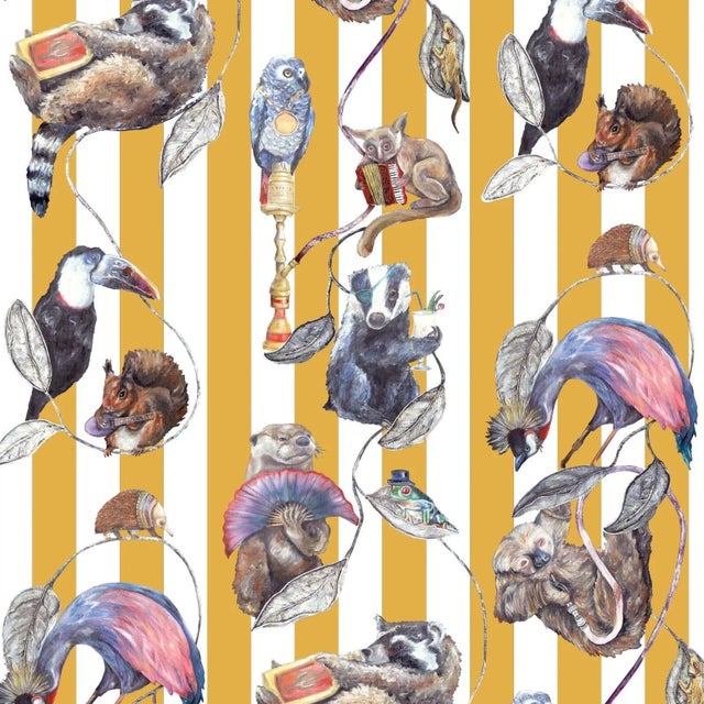 House of Hackney Empire Wallpaper - Ochre Stripe For Sale