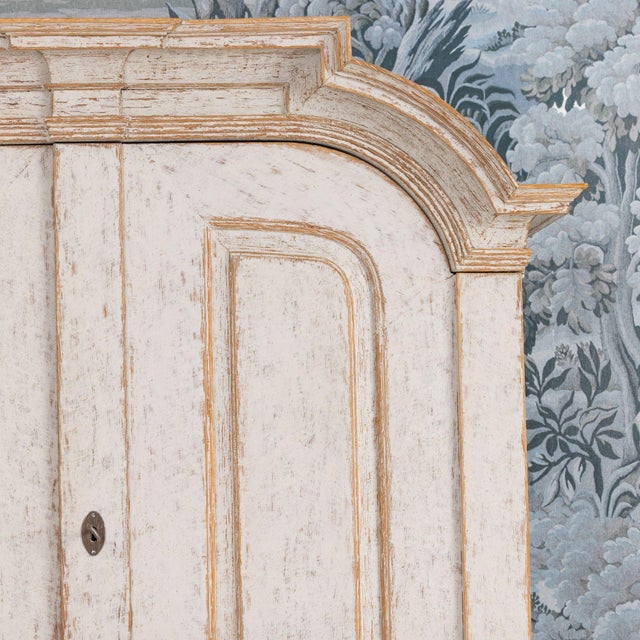 Swedish Two-Part Painted Linen Press Cabinet, 18th C. Rococo Period For Sale - Image 13 of 15