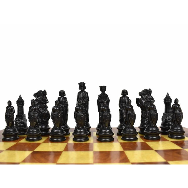 Mid 20th Century Medieval E.S. Lowe Chess Set With Large Wooden Board- 33 Pieces For Sale - Image 6 of 11